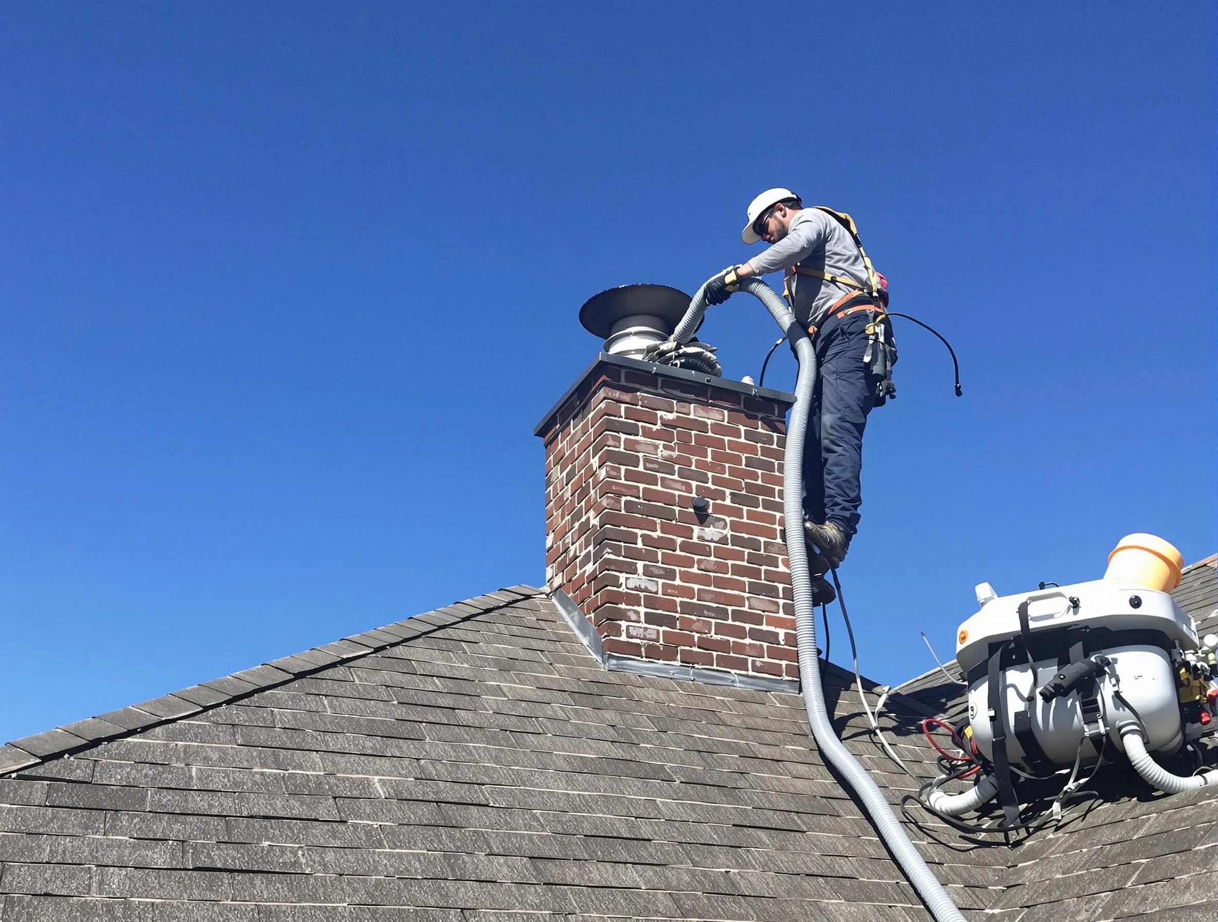 Dedicated Allegheny Chimney Sweep team member cleaning a chimney in Allegheny, PA