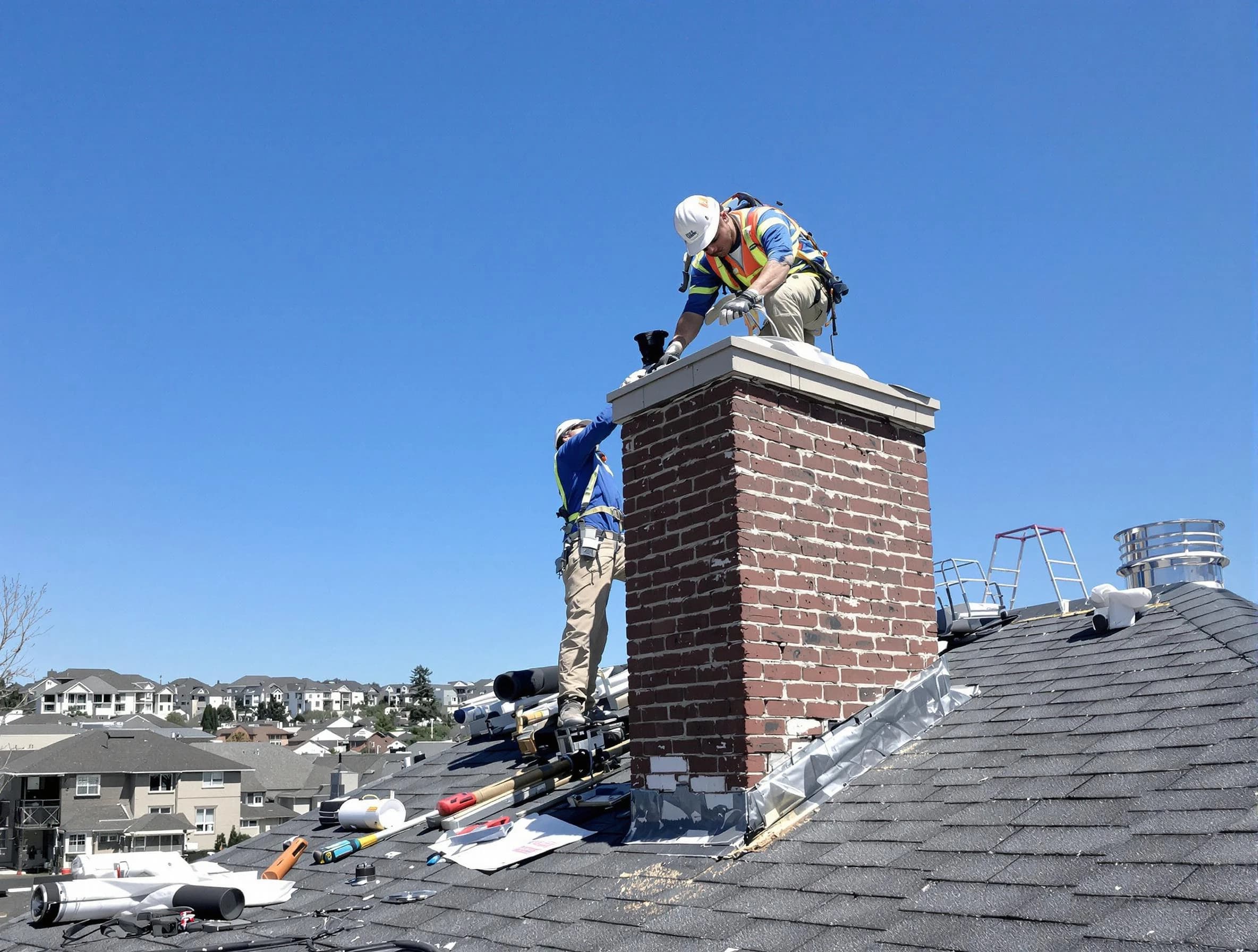 Allegheny Chimney Sweep repairing a chimney crown in Allegheny, PA