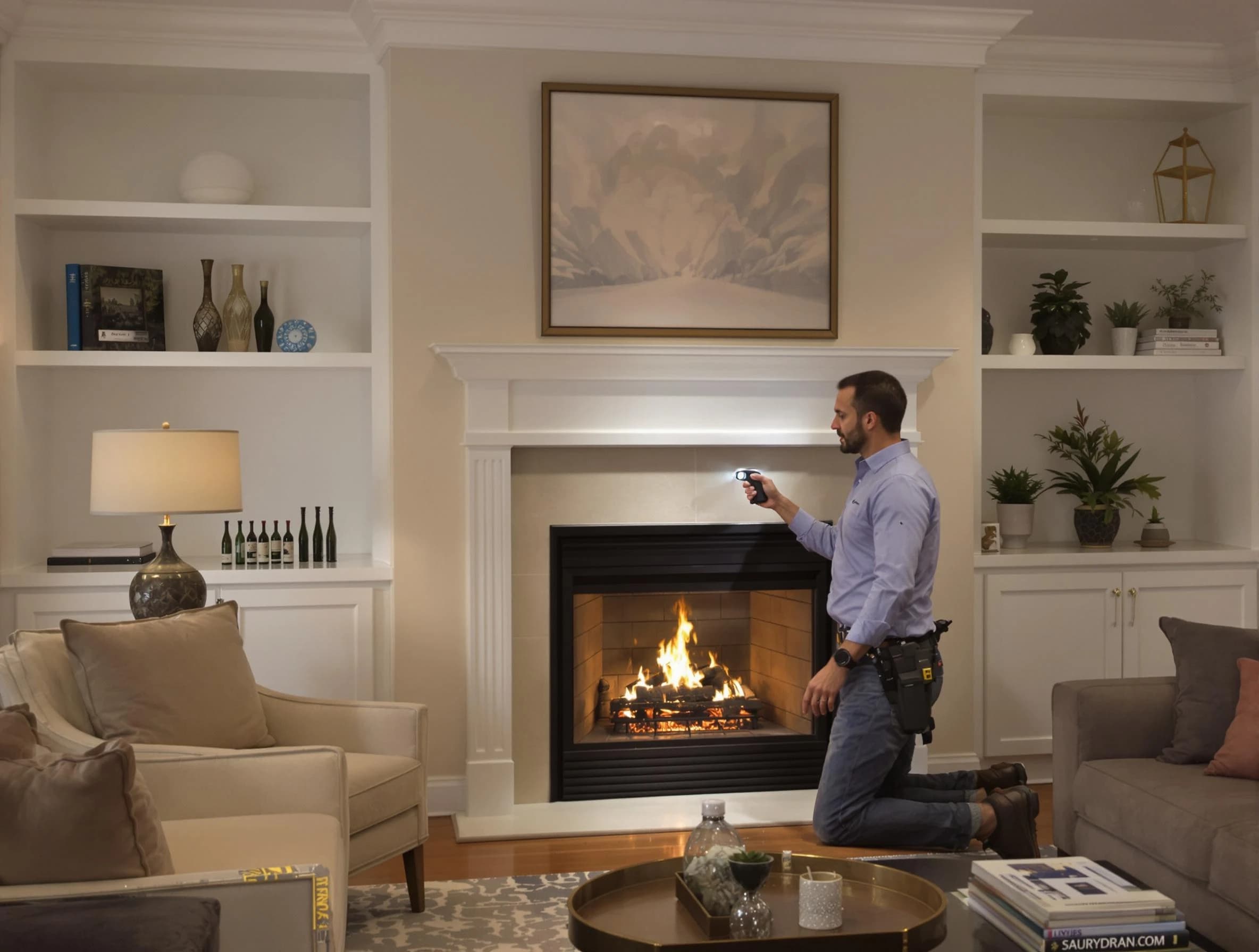 Allegheny Chimney Sweep conducting a fireplace safety inspection in Allegheny, PA