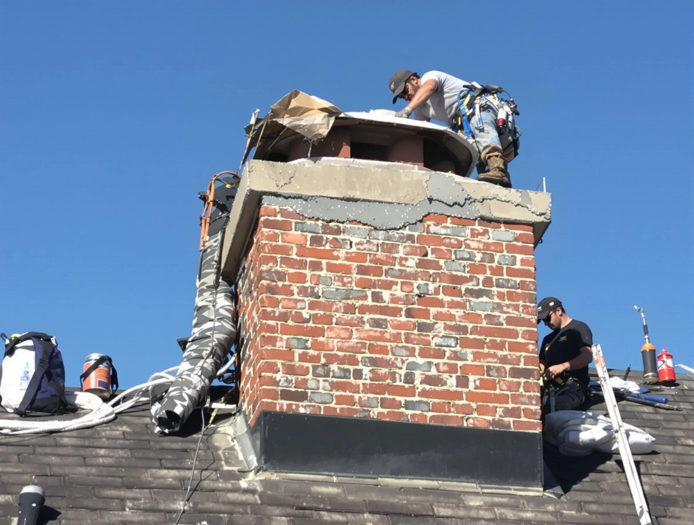 Allegheny Chimney Sweep installing a custom chimney crown in Allegheny, PA