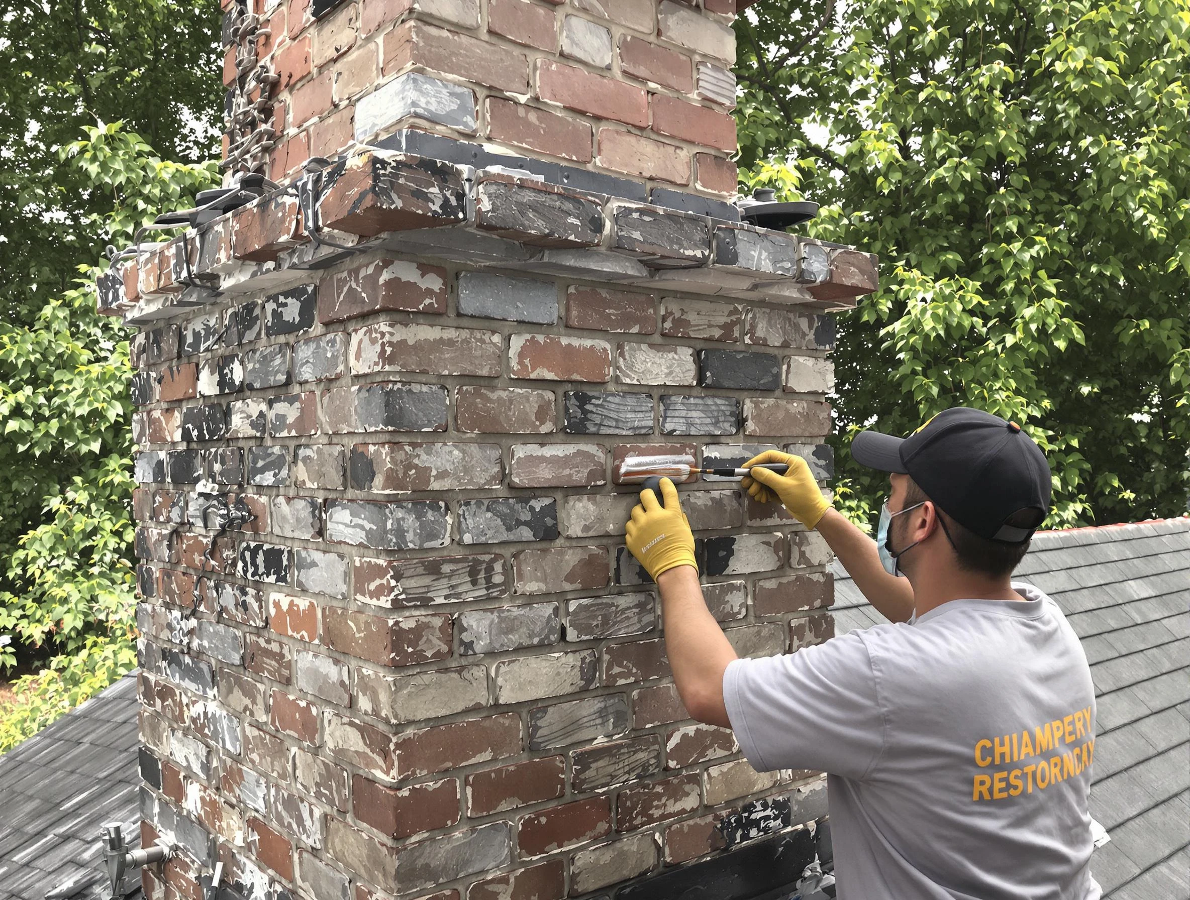 In-progress chimney restoration by Allegheny Chimney Sweep in Allegheny, PA