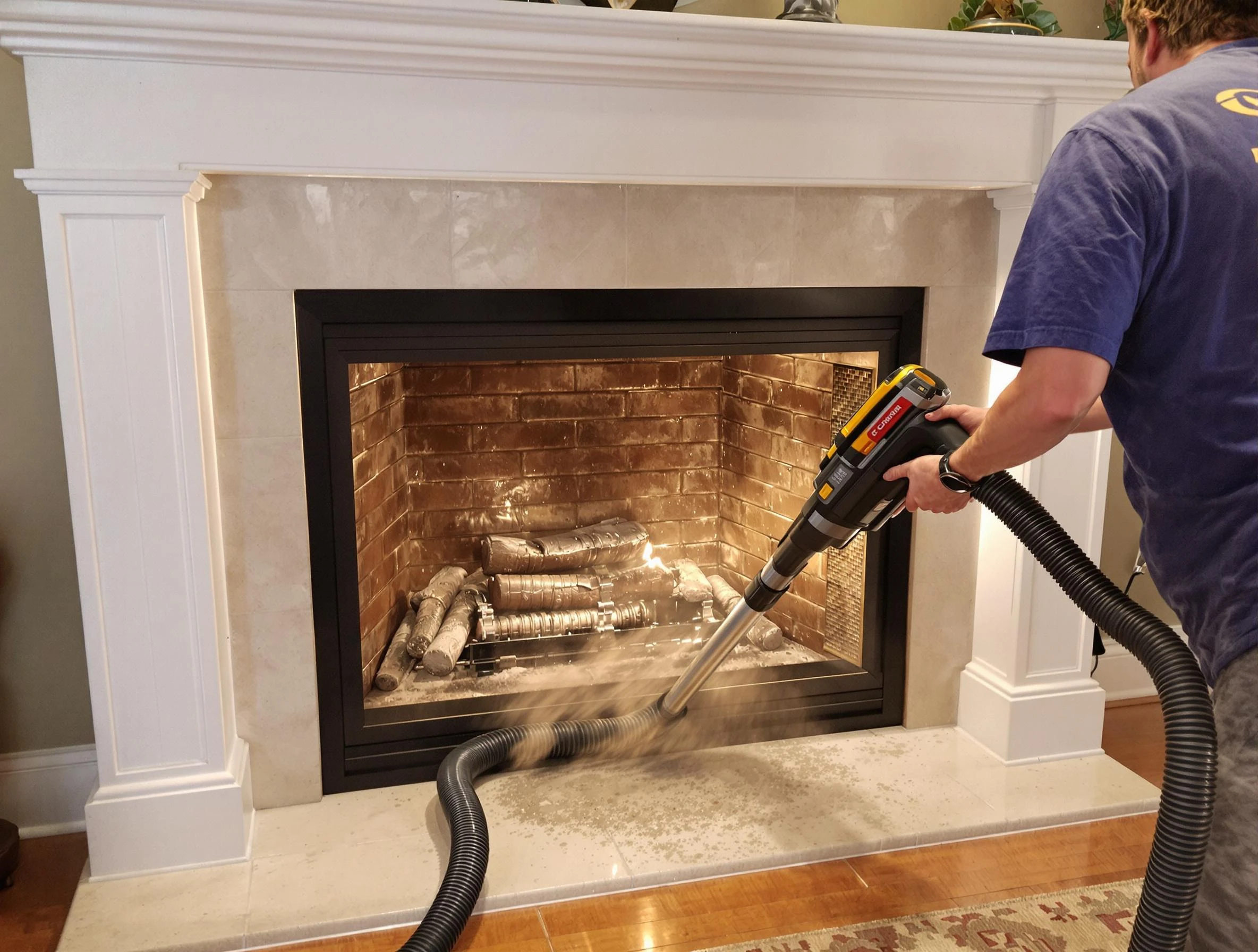 Fireplace cleaning performed by Allegheny Chimney Sweep in Allegheny, PA