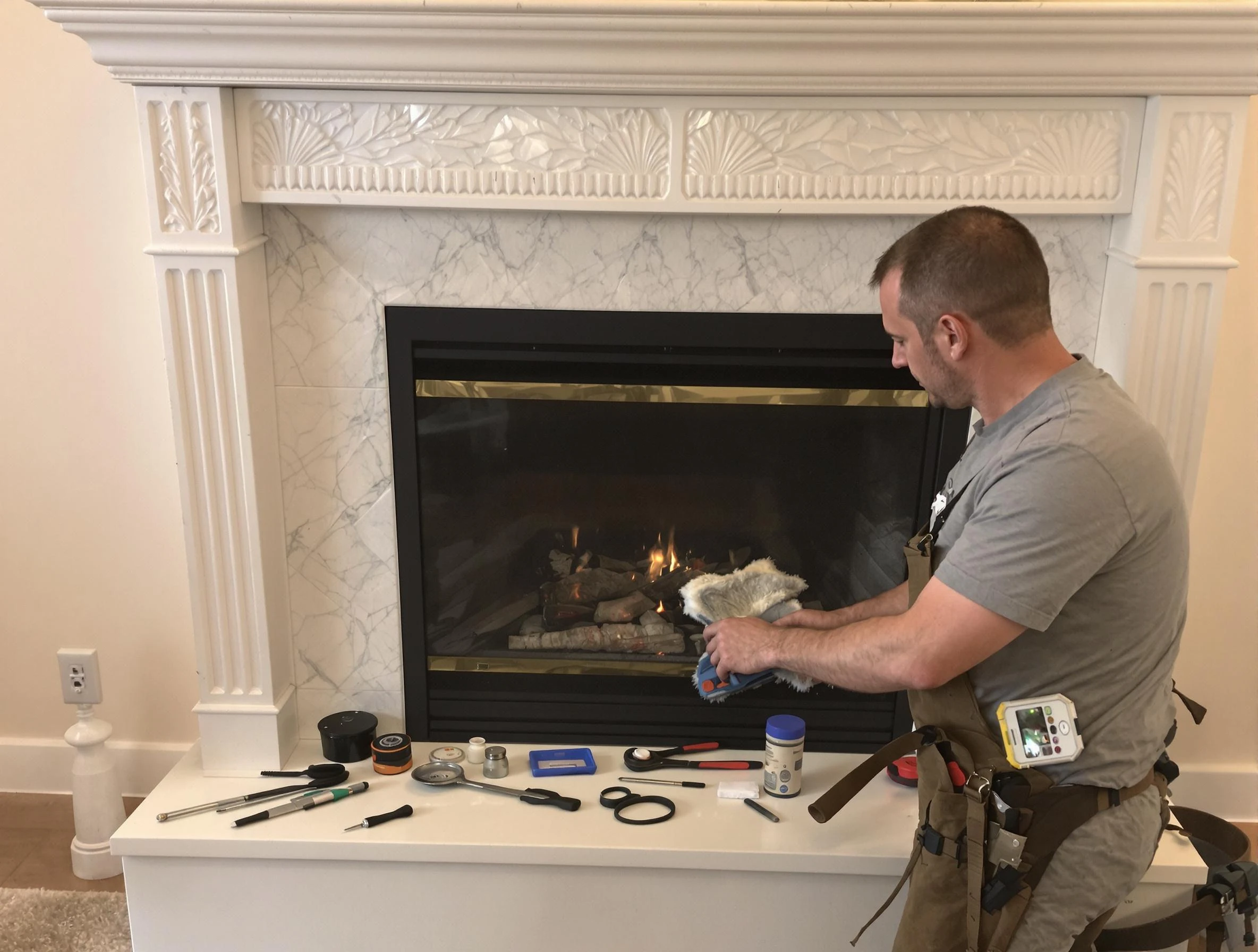 Allegheny Chimney Sweep performing fireplace maintenance in Allegheny, PA